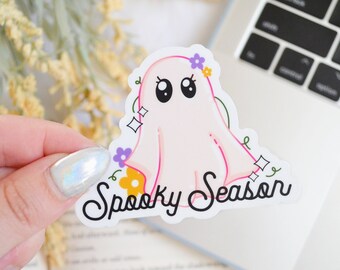 Spooky Season Ghost Sticker | Cute Ghost Sticker | Book Stickers | Witchy Stickers | Retro Stickers | Kawaii Halloween | Halloween Gifts