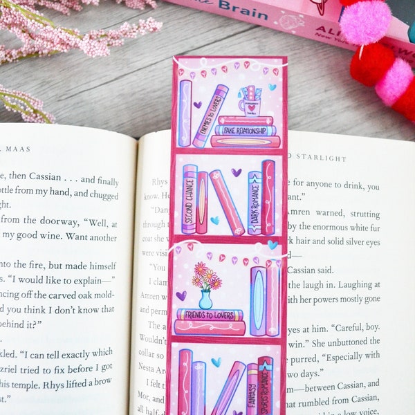 Romance Bookshelf Bookmark | Romance Trope Bookmarks | Gifts for Book Lovers | Valentine Bookmark | Cute Bookmarks | Romance Book Reader