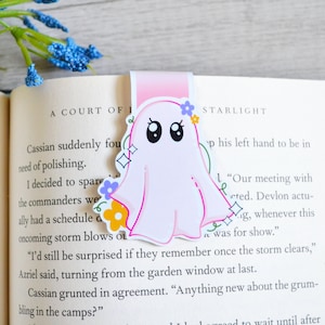 Floral Ghost Magnetic Bookmark: Book Lover Gift