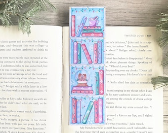 Holiday Bookshelf Bookmark, Christmas Bookmarks, Gifts for Book Lovers, Cute Bookmarks, Gingerbread Bookmark, Christmas Book Gifts, Bookish