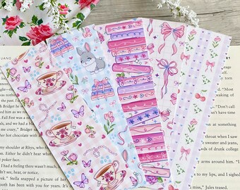 Coquette bladwijzerset of individueel | Roze bladwijzers | Roze strikken | Balletcore | Kawaii-bladwijzers | Cadeaus voor boekenliefhebbers | Bloemen bladwijzers