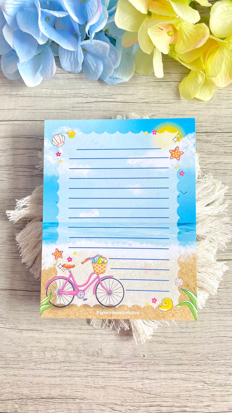 Summer Bike Ride Notepad: Beach Stationery (4.25 X 5.5) - Etsy