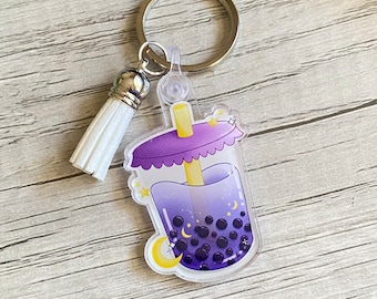 Moon Bubble Tea Keychain | Kawaii Keychain | Keychain Gifts | Bubble Tea | Acrylic Keychain Cute | Keychain Charm | Boba Keychain for Women