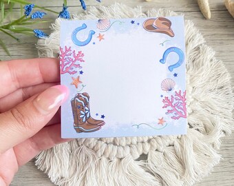 Coastal Cowgirl Sticky Notes, 3x3 Sticky Notes, Cute Notepad, Aesthetic Notepads, Bookish Gifts, Bookish Stationery, Memo Pad, Book Lovers