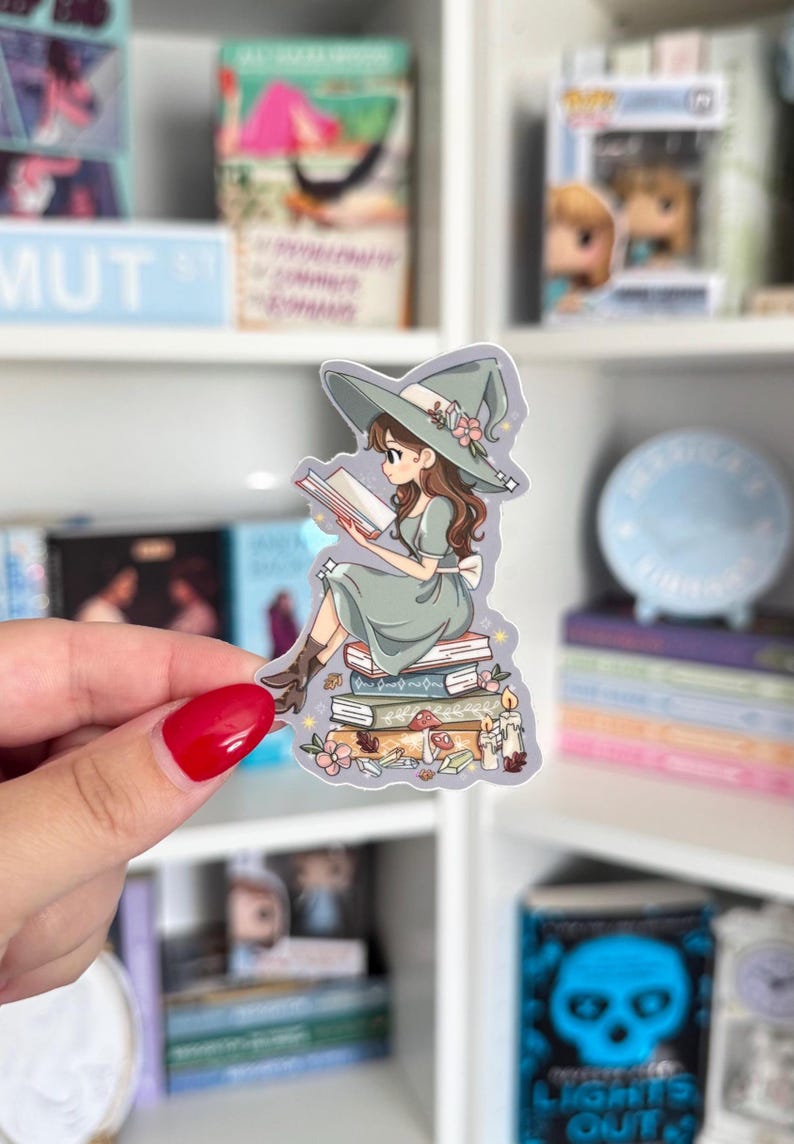 Whimsical Cottage Witch Sticker for Kindle Accessories, Book Lovers and ...