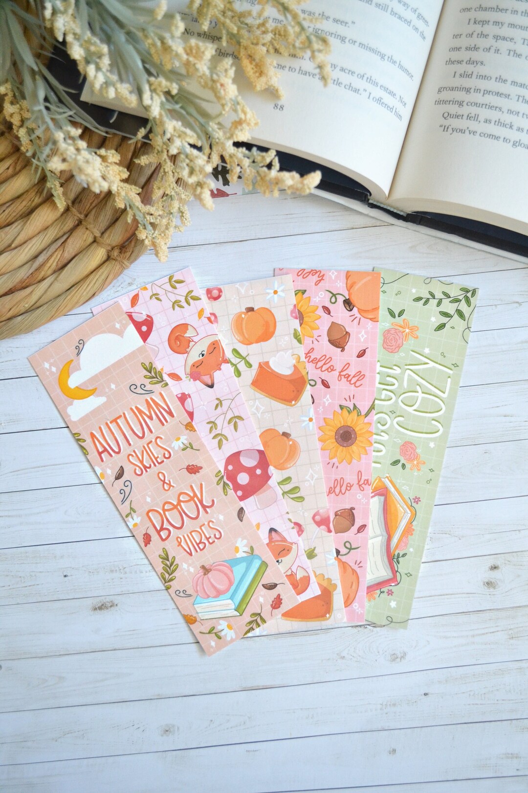 Cute Fall Cozy Bookmark Set or Individual | Mushroom Bookmark | Fox ...