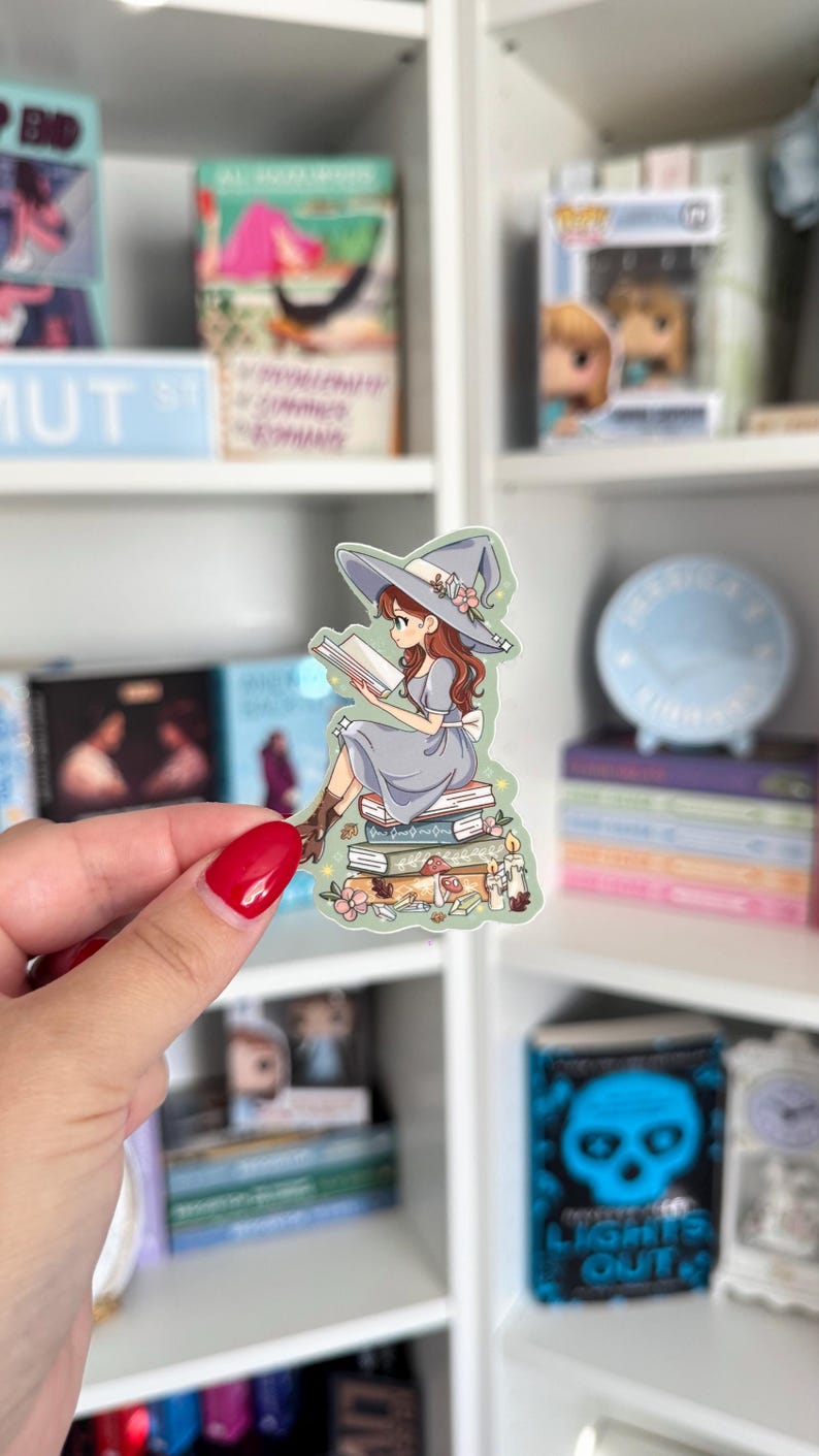 Whimsical Cottage Witch Sticker for Kindle Accessories, Book Lovers and ...
