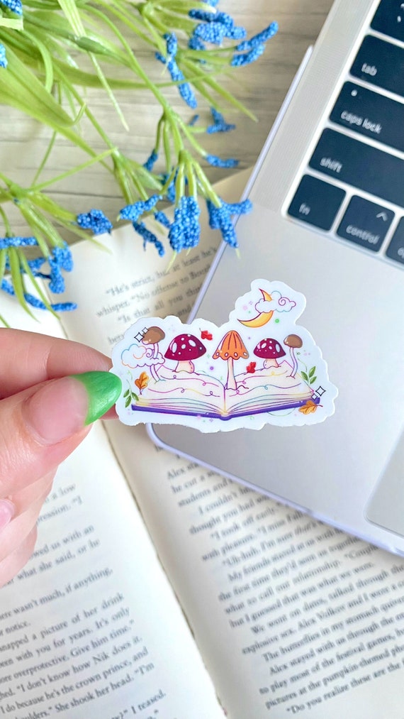Bookish Mushroom Vinyl Sticker: Fall Book Lover Kindle Decor