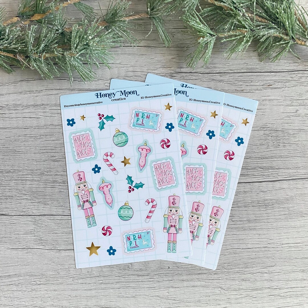 Pink Christmas Nutcracker Planner Stickers: Holiday Journal Stickers - Etsy