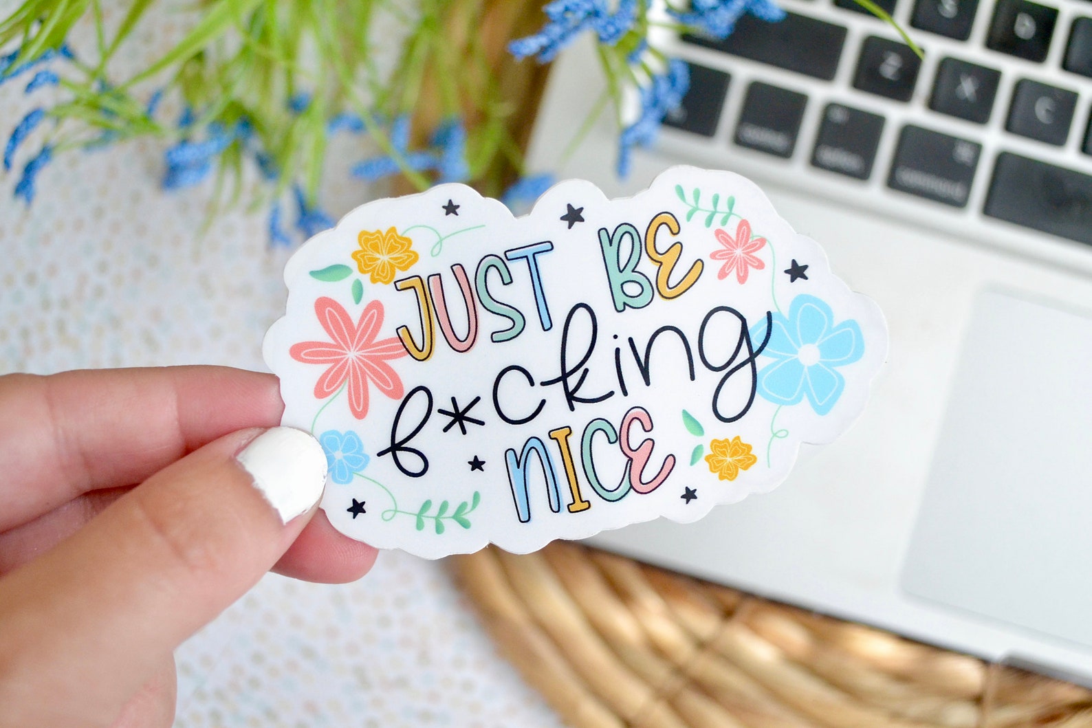 Just be Nice Sticker Cute Stickers Positivity Stickers Etsy