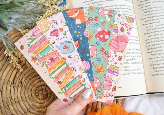 Retro Fall Bookmark Set: Mushroom, Fox, Pumpkin, Kawaii
