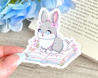 Bookish Bunny Sticker: Coquette Kindle Accessory
