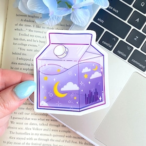 Kawaii Moon Milk Sticker | Cute Milk Sticker | Kawaii Sticker | Milk Carton Sticker | Kawaii Moon | Galaxy Sticker | Waterproof Sticker