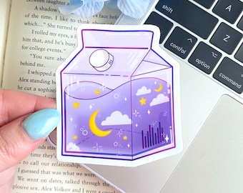 Kawaii Moon Milk Sticker | Cute Milk Sticker | Kawaii Sticker | Milk Carton Sticker | Kawaii Moon | Galaxy Sticker | Waterproof Sticker