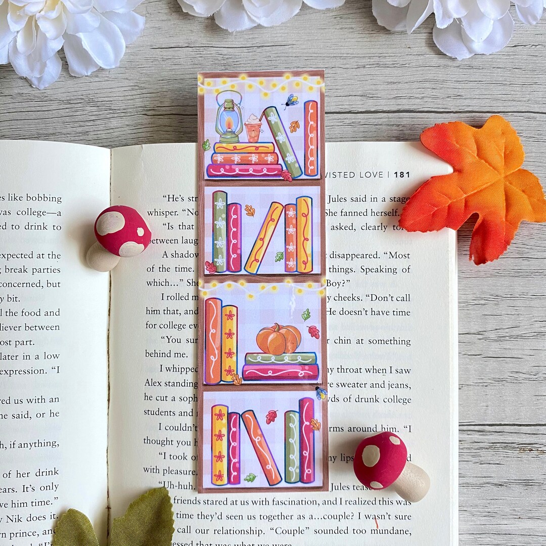 Cute Fall Bookshelf Bookmark | Bookshelf Bookmarks | Gifts for Book ...