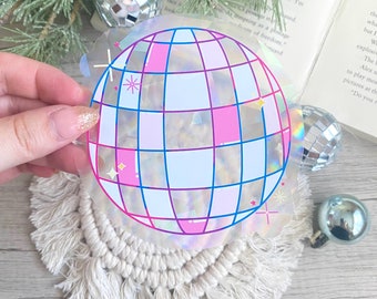 Disco Mirrorball Rainbow Suncatcher Sticker - Bookish Car Decal