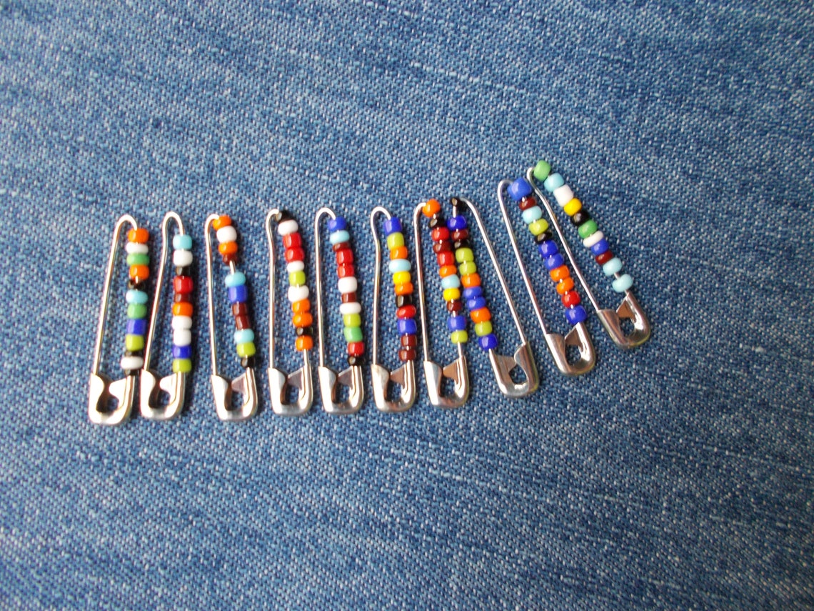 1980s Style Bead/safety Pin Friendship Pins Etsy