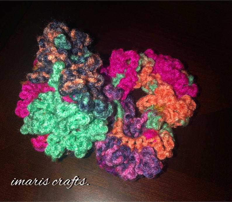 Gift For Friend Acrylic Hair Scrunchies Birthday Gift Woman Hair Accessories Crochet Elastic Hair Scrunchies Cactus Flower