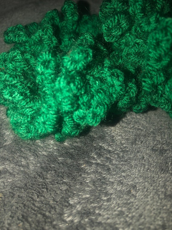 green Hand crocheted Hair Scrunchies