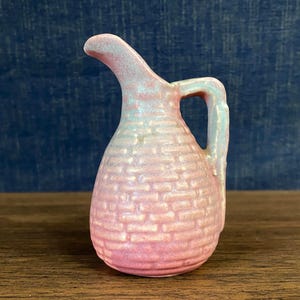Miniature American Art Pottery Pitcher, Niloak Brick Pattern, 3.5-Inch
