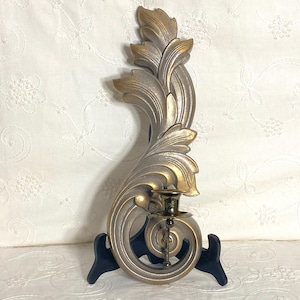 Vintage Acanthus Leaf Wall Sconce: Gold & Silver Candle Holder