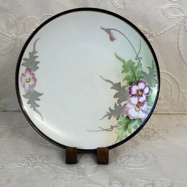 Vintage Hand Painted Floral Cabinet Plate Meito China Wild Roses by Nagoya Seito Sho Japan