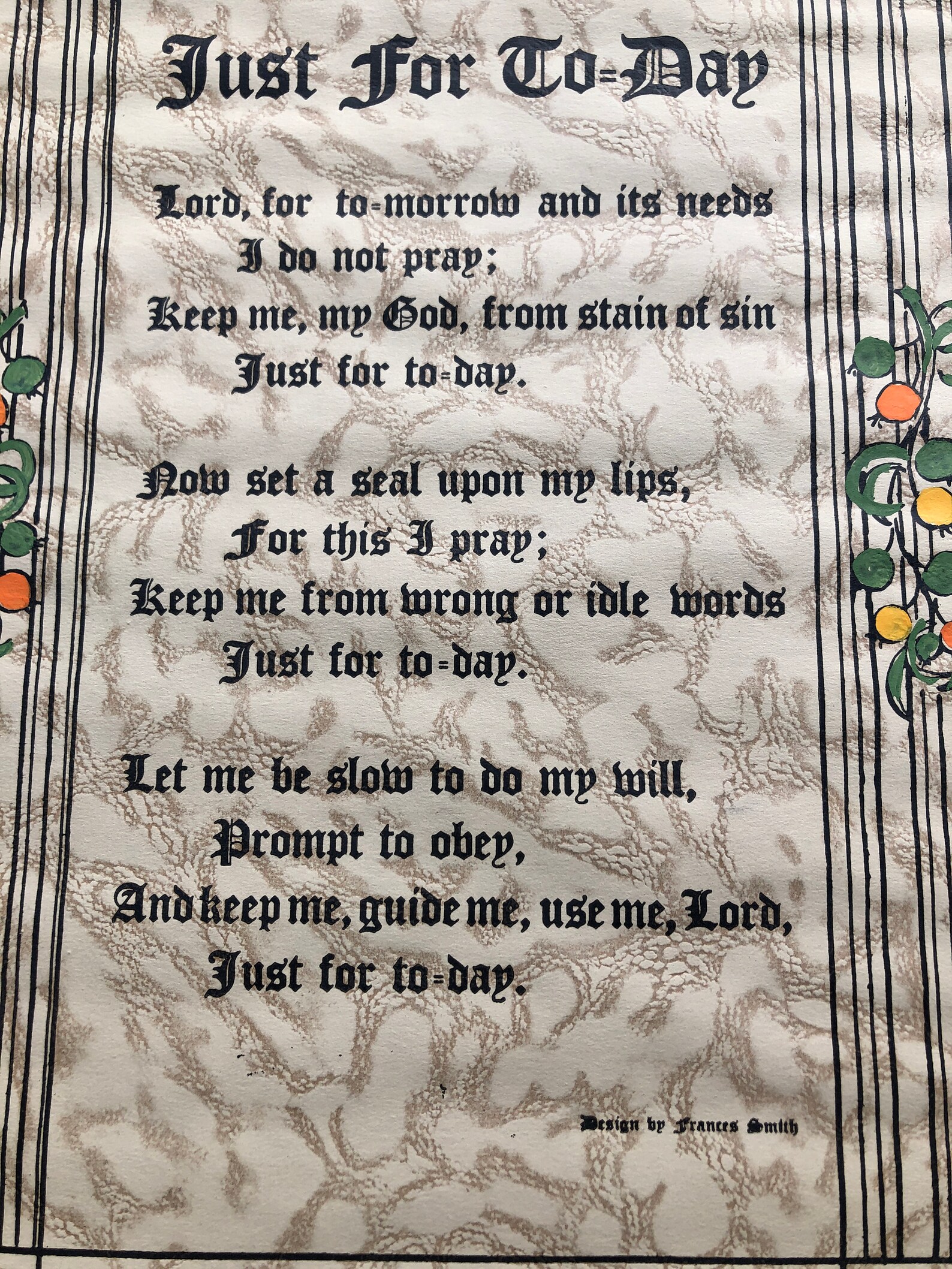 Just For Today Prayer Printable