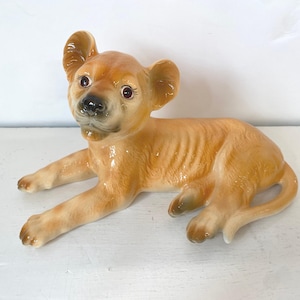 Vintage Large Ceramic Lion Cub Figurine African Lion Shelf Decor
