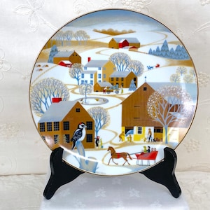 Vintage Betsey Bates Christmas on the Farm Decorative Plate 1981 Christmas Americana Decor