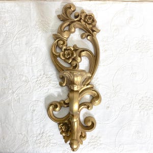Vintage HOMCO Gold Floral Wall Sconce: French Cottage Decor