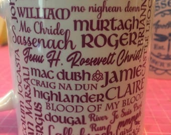 Outlander Mug, Outlander Coffee Cup, Outlander, Coffee Cup, Coffee Mug, Outlander Names Mug