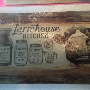 Glass Cutting Board, Cow Cutting Board, Cutting Board, Sublimated Cutting Board, Kitchen Accessories, Conversion Chart Cutting Board