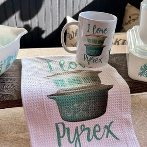 Pyrex Towel, Pyrex Butterprint, Pyrex Gooseberry, I Love Pyrex, Kitchen Towel, Pyrex Snowflake Garland, Pyrex Mug, Pyrex , Friendship Pyrex