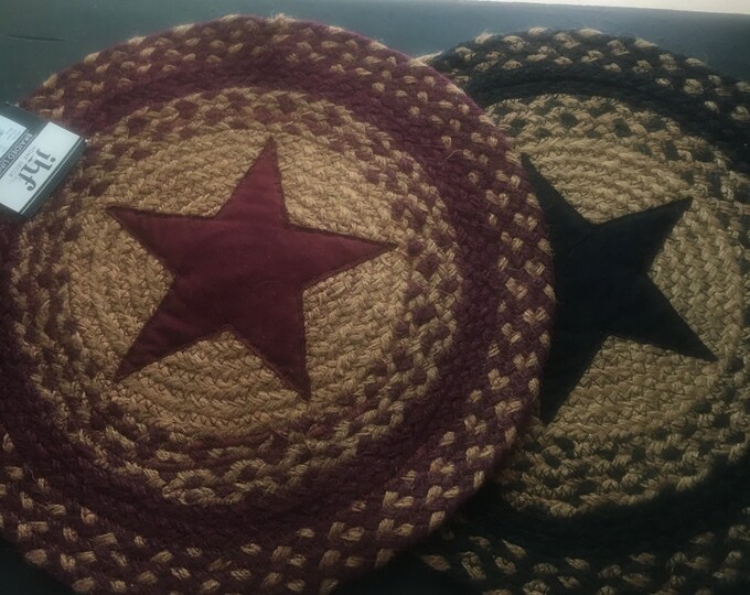 15 Braided Jute Table Mat, Braided Trivet, Country Table Mat, Primitive Table Mat, Jute Round