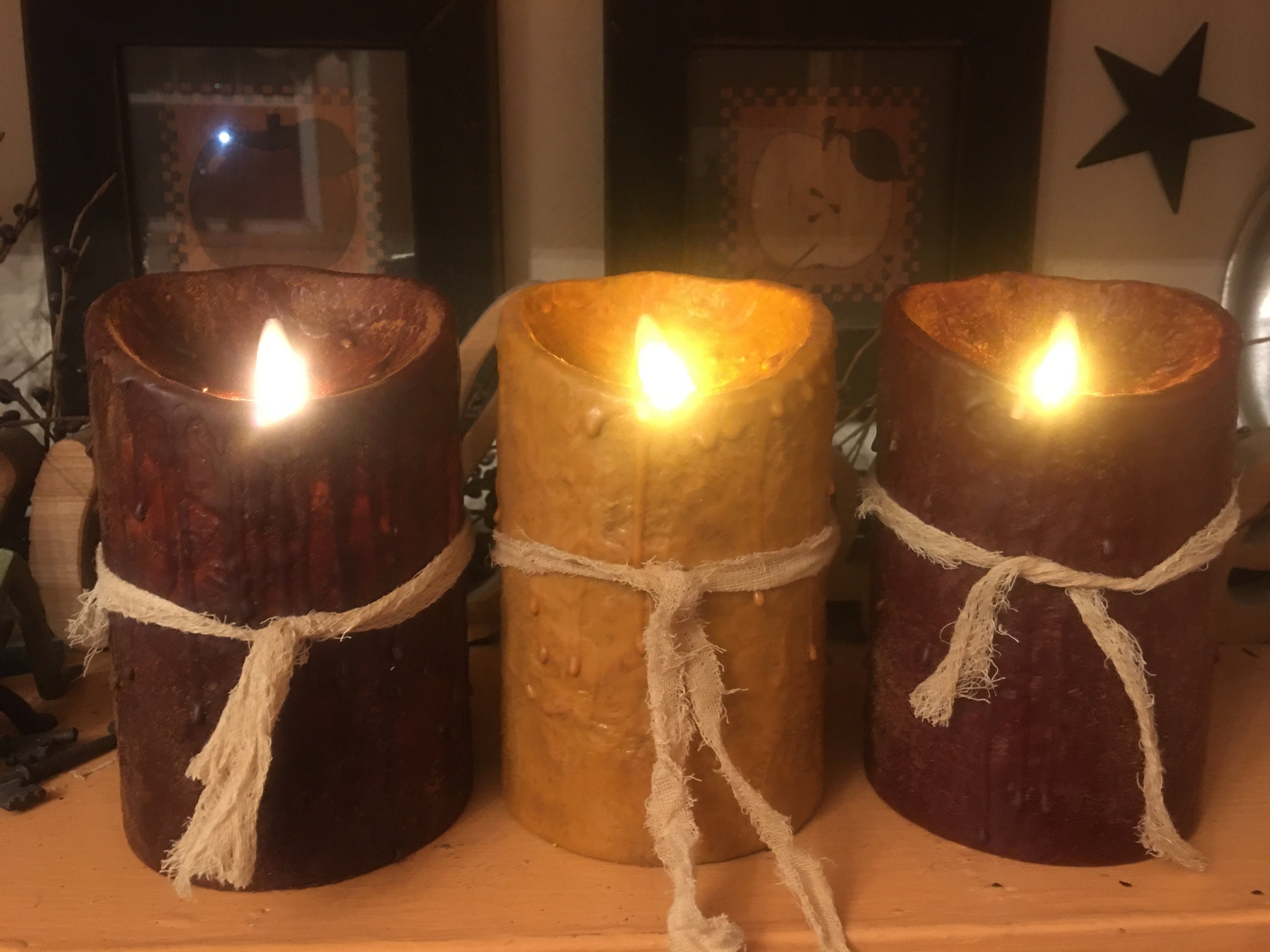 Primitive Moving Flame Candle Country Candle Primitive Etsy