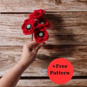 Easy Crochet Poppy Flower Pattern – PDF Tutorial with Video – Beginner Friendly Red Flower