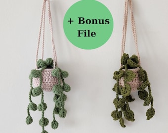 Crochet Tiny Plants Pattern-Hanging Vine Pothos-Amigurumi PDF Tutorial-DIY Mini Plant Decor