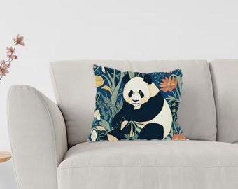 William Morris Inspired Panda Pillow, Home Decor gifts, Throw Pillow Case Cover, Perfect Gift for Panda Lovers, Unique Design, Handmade gift