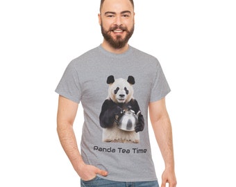 Panda Chef, Kettle, Panda Potluck, Funny Panda Tee Shirt, Tee Shirt Gift for Her, Handmade Gift for Panda Lovers, Cotton Fabric Gift for Her