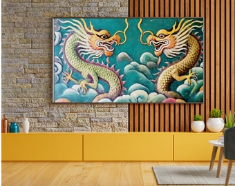 Chinese Dragon TV Wall Art, Samsung Frame TV Art, Chinese New Year, Dragon Art, Lunar New Year, Instant Digital Download, Celebration Art