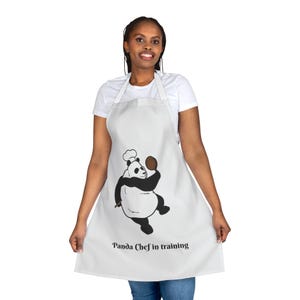 Cooking Panda, Cooking Apron, Chef Aprons, Kitchen Gift for Him, Funny Cooking Apron, White cooking apron