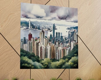 Hong Kong, Victoria Peak, Hinchel, home decor, wall art, Hong Kong culture, John Salminen, skyscrapers, Asian art