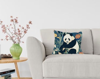 William Morris Inspired Panda Pillow, Home Decor gifts, Throw Pillow Case Cover, Perfect Gift for Panda Lovers, Unique Design, Handmade gift