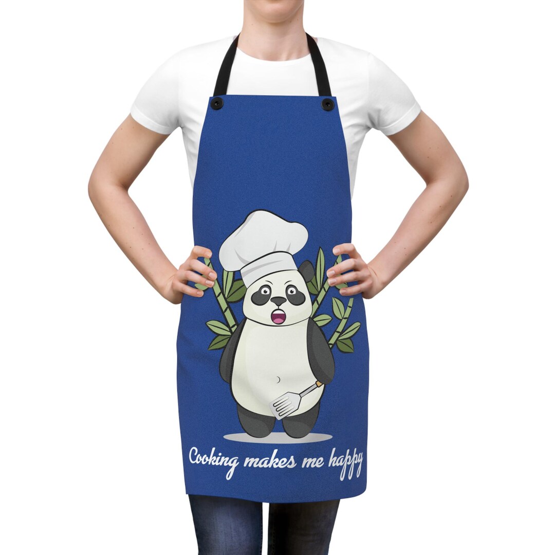 Cooking Panda Apron, Woman Cooking Apron, Gift for Her. Blue Cooking ...