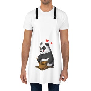 Cute Panda Love Apron, Fun Cooking Gift, Kitchen Accessory, Chef Apron for Animal Lovers, Valentine&#39;s Day Cooking Apron