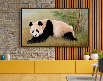 Giant Panda Frame TV Wall Art, Transform Any Room into a Sanctuary of Serenity with Stunning Panda-Themed Artwork, Instant Digital Download