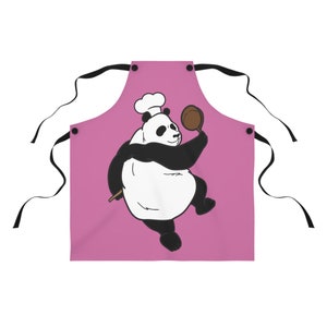 Cooking Panda, Panda Apron, Chef Apron, Kitchen Gift for Him, Funny Cooking Apron, Panda Play Kitchen Accessory, Apron Gift Panda Lover image 2