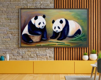 Giant Pandas Frame TV Wall Art, Transform Any Room into a Sanctuary of Serenity with Stunning Panda-Themed Artwork, Instant Digital Download