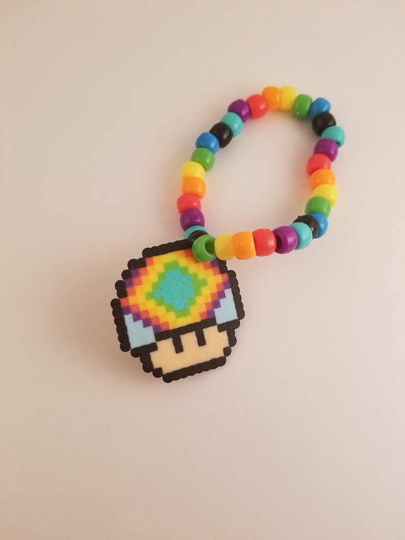 Trippy Mushroom Perler Charm Kandi Singles Bracelets Set of 4 Etsy