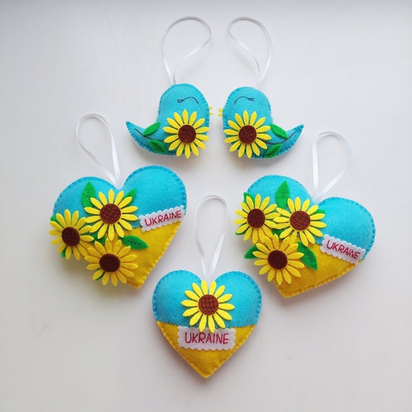 Ukrainischer Shop Shop Ukrainischer Verkäufer Ukraine-Sonnenblume Ornament Ukrainische Flagge Herzform Blaue gelbe Flagge Ukraine Sonnenblume Fahne